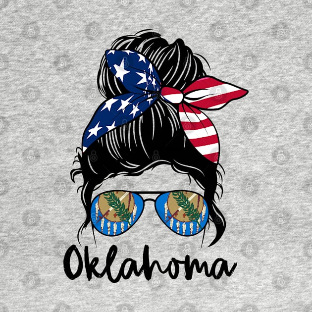 Oklahoma girl Messy bun , American Girl , Oklahoma Flag by JayD World